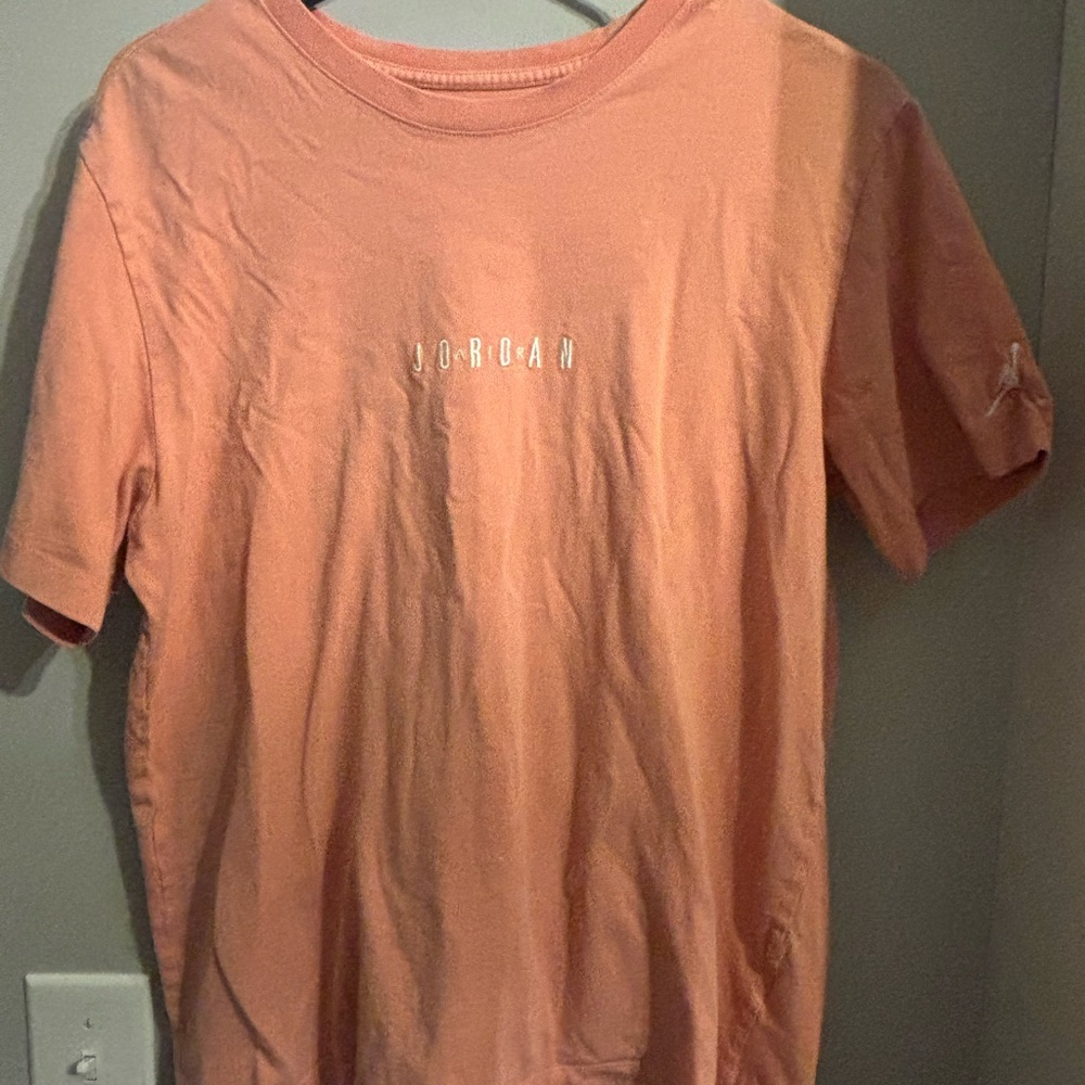 Jordan Pink/ Salmon Colored Short Sleeve Tee Classic Crew Neck